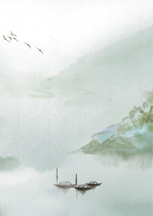 国风水墨1 (70)国风水墨信纸模板word模板